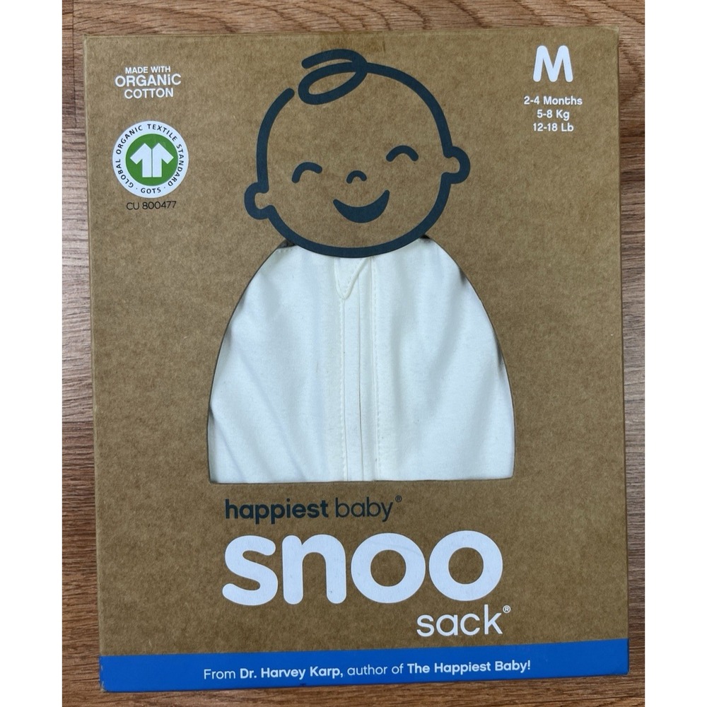 Snoo Sack White Size M, Fits 2-4 Month, Organic Cotton Sleep Swaddle Blanket NEW